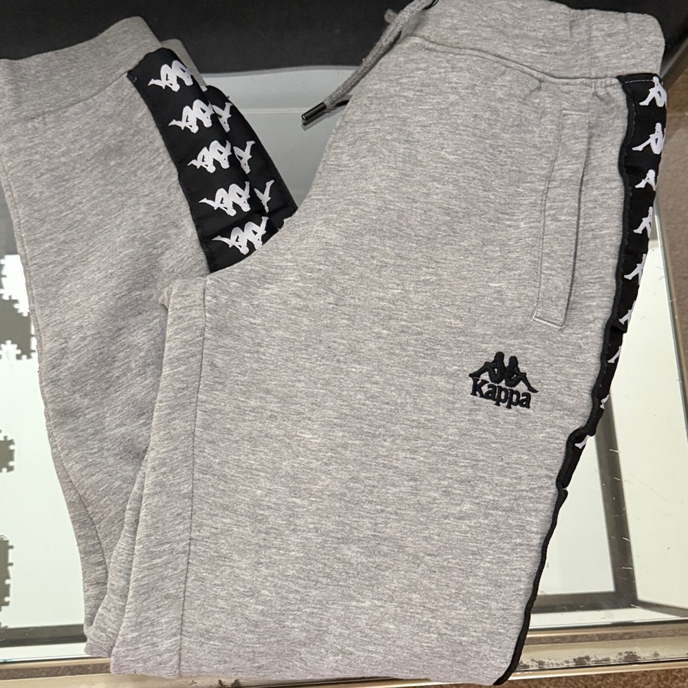 Kappa Gray Sweatpants with Black Logo Trim